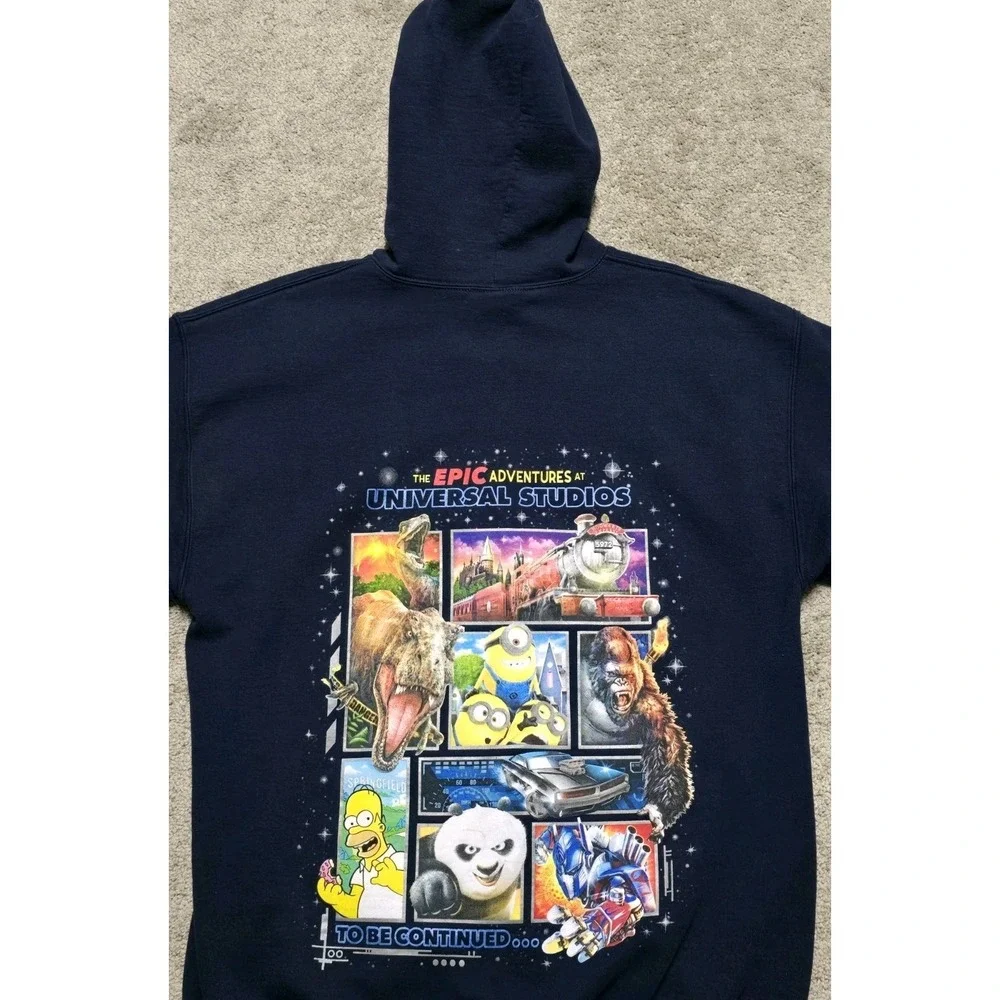 Disney‎ Universal Studio Full Zip Up Hoodie Mens L Blue Double Sided